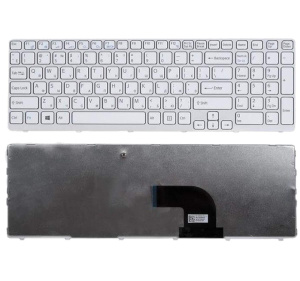 Клавиатура для ноутбука Sony SVE15, белая, с рамкой, RU