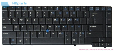 Клавиатура для ноутбука HP 6910p, чёрная, Trackpoint, большой Enter, RU