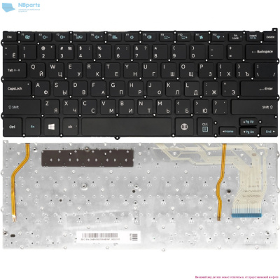 Клавиатура для ноутбука Samsung NP940X3G, NP940X3F, чёрная, с подсветкой, RU